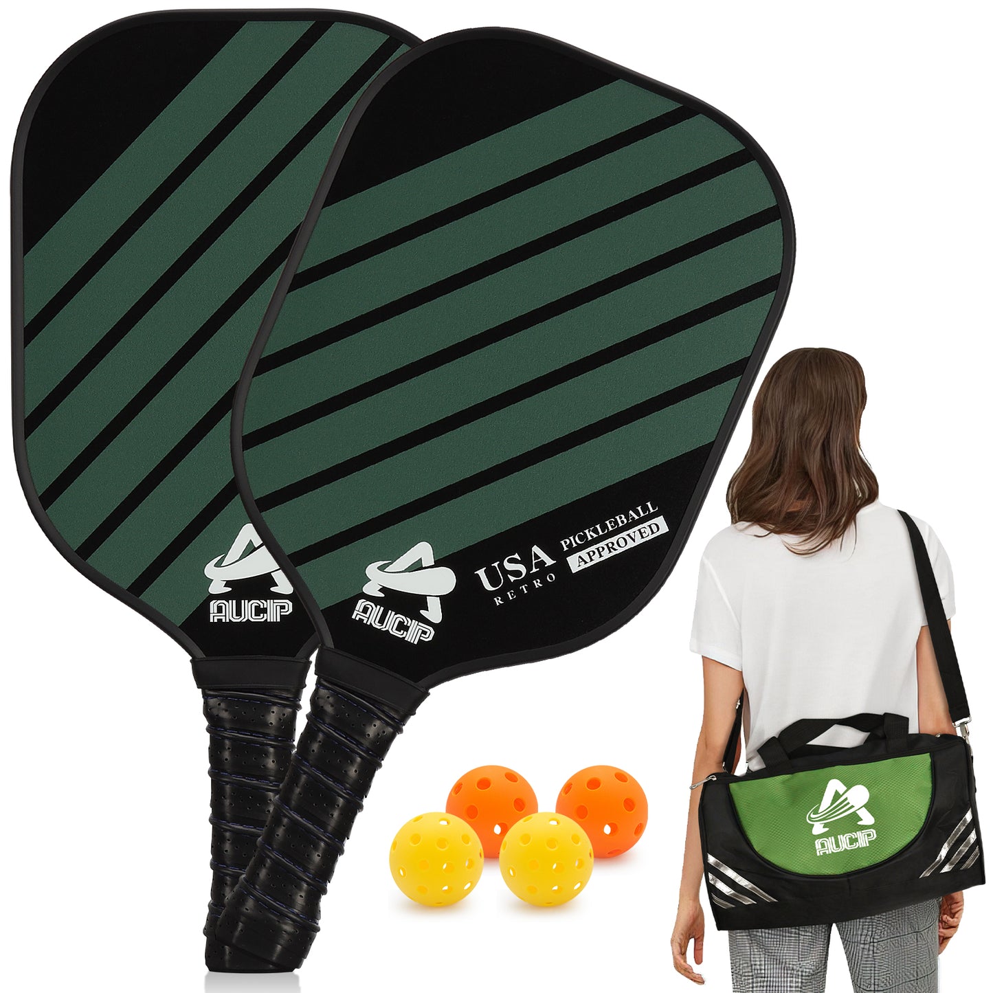 Green Pickleball Paddle Set of 2